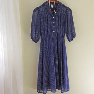 [VINTAGE] Blue and White Polka Dotted Dress